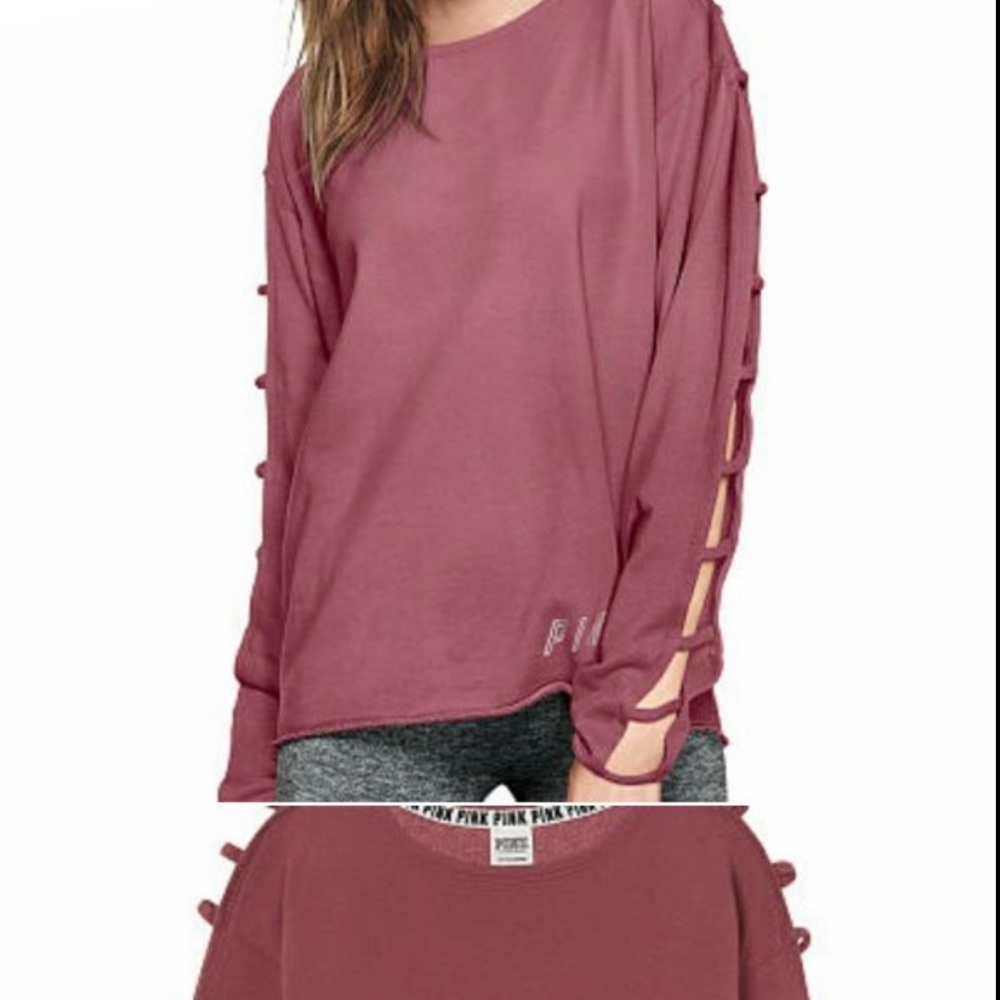 VS PINK LADDER SLEEVE SWEATSHIRT - MAUVE - MED